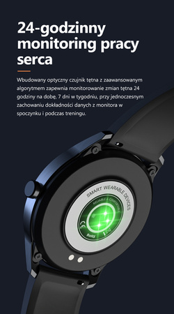 SMARTWATCH MĘSKI CZARNY PASEK SPORTOWY PULS KROKI G. ROSSI SW018-1 WŁASNE TARCZE