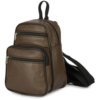 Plecak Skórzany Damski Mały A5 Klasyczny Jasno Brązowy 023 : Kolory - Brązowy, Beżowy