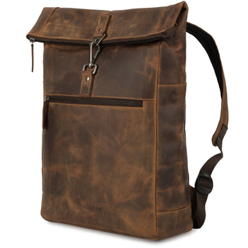 Plecak Skórzany Na Laptopa 15,6 Biznesowy Duży A4 Pojemny Brązowy Premium Beltimore N19