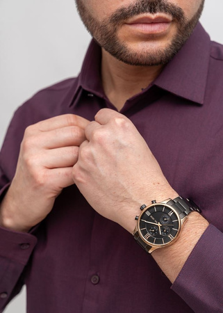 ZEGAREK MĘSKI PAUL LORENS - PL11652B6-1A4 Czarna bransoleta + BOX