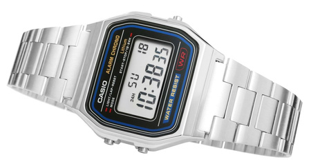 Zegarek męski CASIO A158WA-1DF Srebrna bransoleta + BOX