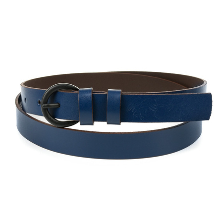 Skórzany Pasek Damski Do Spodni Sukienki Beltimore Granatowy A53 : Kolory - Granatowy, Rozmiar Pasków - R.110-125 Cm