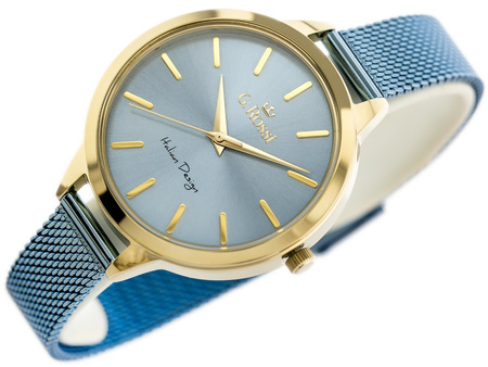 ZEGAREK DAMSKI NIEBIESKA BRANSOLETA MESH SIATKA G. ROSSI - 10296B  + BOX