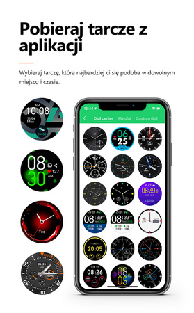 SMARTWATCH MĘSKI CZARNY PASEK SPORTOWY PULS KROKI G. ROSSI SW018-1 WŁASNE TARCZE