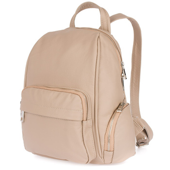 Włoski Plecak Skórzany Damski Beżowy Skóra Naturalna U21 : Kolory - Brązowy, Beżowy