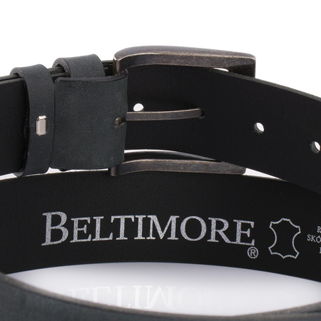 Pasek Męski Skórzany Premium Szeroki 4Cm Klasyczny Czarny Beltimore Jeans E11 : Kolory - Czarny, Rozmiar Pasków - R.115-130 Cm