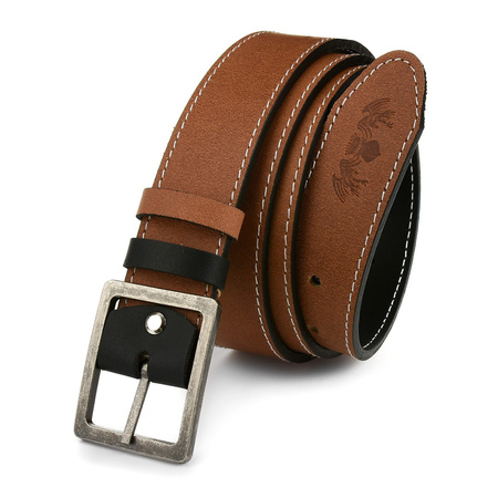 Beltimore Dwustronny Solidny Pasek Męski Skórzany Pudełko W23 : Kolory - Brązowy, Beżowy, Rozmiar Pasków - R.100-115 Cm