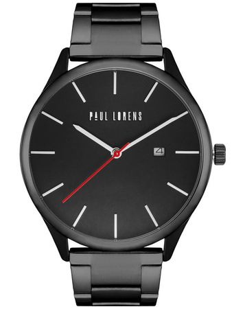 ZEGAREK MĘSKI PAUL LORENS - PL1273B-1A5 Czarna bransoleta Datownik + BOX
