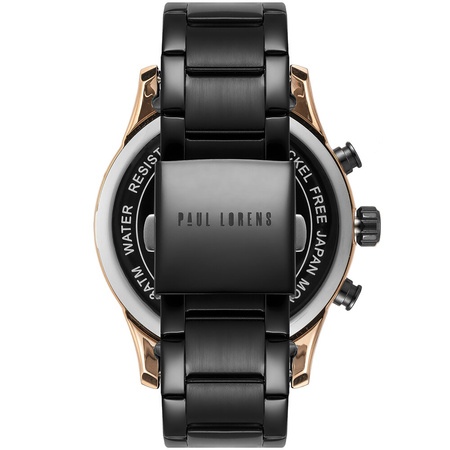 ZEGAREK MĘSKI PAUL LORENS - PL11652B6-1A4 Czarna bransoleta + BOX
