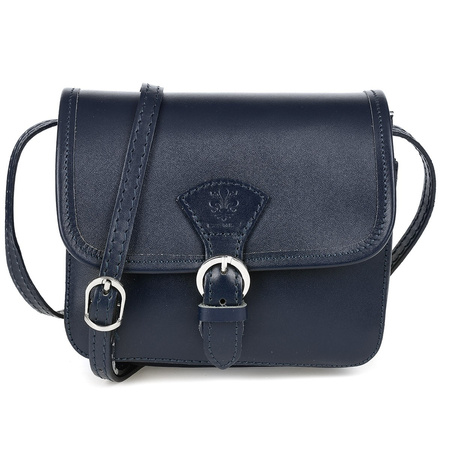 Granatowa Beltimore Damska Skórzana Mała Torebka Listonoszka K66 : Kolory - Granatowy