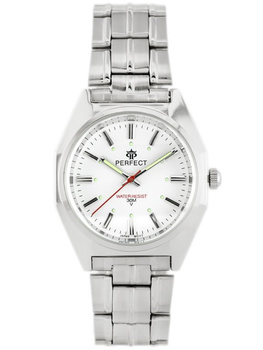 ZEGAREK MĘSKI PERFECT P186 - ORIENT Srebrna bransoleta Biała tarcza + BOX