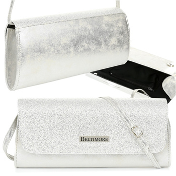 Srebrna Damska Torebka Kopertówka Wieczorowa Beltimore W20 : Kolory - Szary, Srebrny