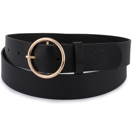 Skórzany Pasek Damski Do Spodni Sukienki Czarna Skóra Nat. 3,5 Cm Beltimore B80 : Rozmiar Pasków - R.85-100 Cm