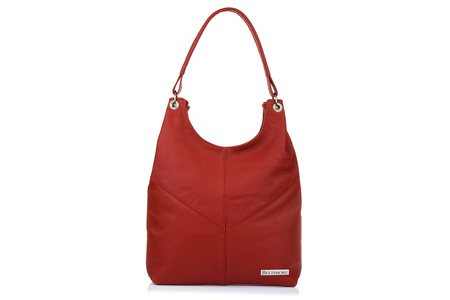 Torebka Skórzana Damska Duża Worek Pojemny Czerwony Beltimore  970 : Kolory - Czerwony