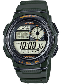 Zegarek Męski CASIO AE-1000W-3AVDF Cyfrowy Zielony pasek + BOX