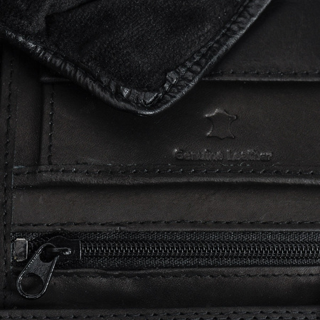 Zestaw Męski Skórzany Portfel Pionowy Rękawiczki  L/XL Czarne Beltimore T83