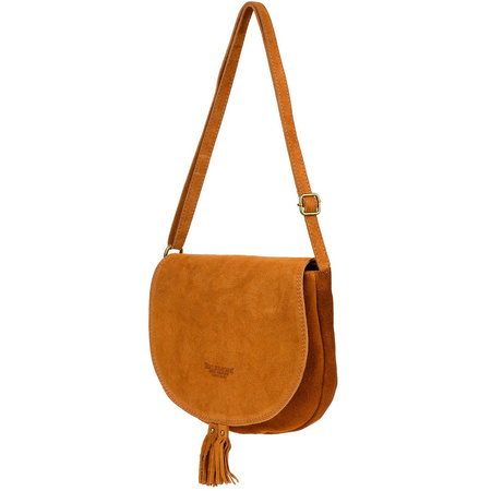 Camel Torebka Podkówka Listonoszka Damska Skóra Włoska Miękka B66 : Kolory - Brązowy, Beżowy