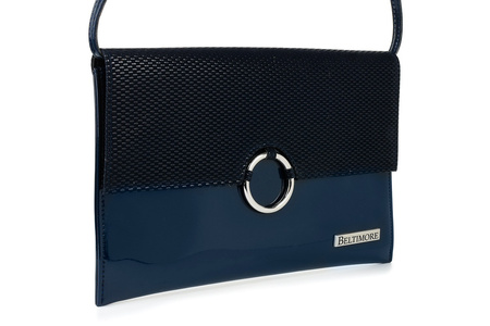 Granatowa Oryginalna Damska Torebka Kopertówka Na Pasku Usztywniana W63 : Kolory - Granatowy