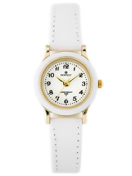 ZEGAREK DZIECIĘCY PERFECT LP195-02 - KOMUNIJNY - biały Biały pasek skórzany + BOX