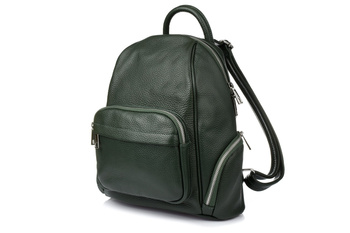Ciemno- Zielony Włoski Plecak Skórzany Damski Skóra Naturalna U21 : Kolory - Zielony