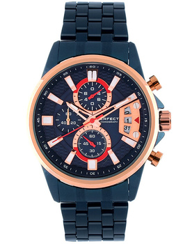 ZEGAREK MĘSKI GRANATOWA BRANSOLETA CHRONOGRAF PERFECT M504CH-06 + BOX