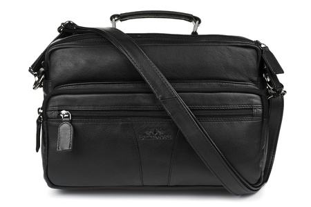 Torba męska skórzana czarna Pozioma Trzykomorowa do pracy Beltimore Q69