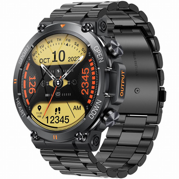 SMARTWATCH MĘSKI GRAVITY GT7-2 PRO - WYKONYWANIE POŁĄCZEŃ, PULSOKSYMETR SPORT Czarny pasek