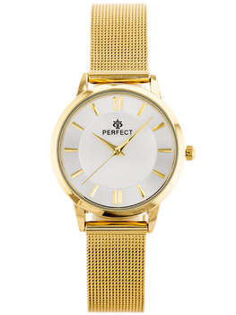 ZEGAREK DAMSKI PERFECT F349-06 Złota bransoleta siatka mesh + BOX