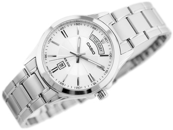 ZEGAREK MĘSKI CASIO MTP-1381D-7AVDF Srebrna bransoleta Datownik + BOX