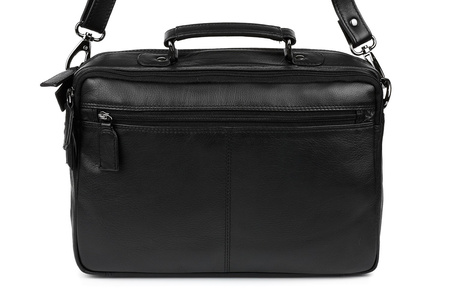 Torba męska skórzana czarna Pozioma Trzykomorowa do pracy Beltimore Q69