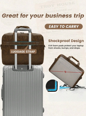 TORBA MĘSKA NA LAPTOPA 15,6" SKÓRZANA BRĄZOWA NA RAMIĘ DOKUMENTY EKO Z03