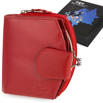 Portfel Damski Portmonetka Skórzany Czerwony Rfid Beltimore L53 : Kolory - Czerwony