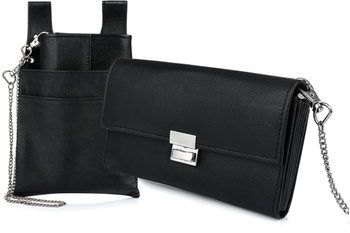 Czarny Portfel I Etui Na Portfel I Łańcuch Zestaw Skórzany Dla Kelnera D01 : Kolory - Czarny