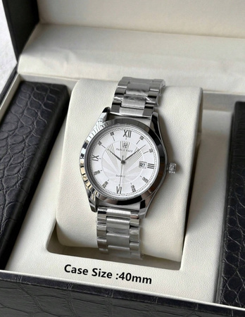 Zegarek męski srebrna bransoleta Biała tarcza Pablo Raez