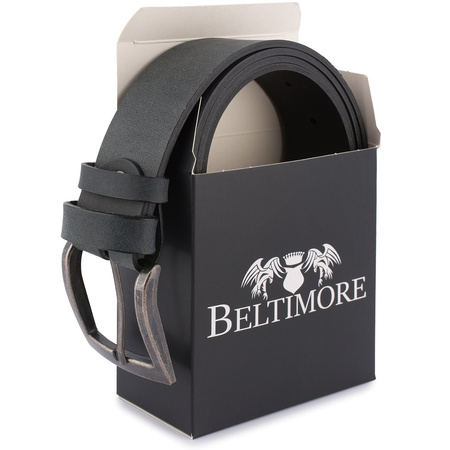 Pasek Męski Skórzany Premium Szeroki 4Cm Klasyczny Czarny Beltimore Jeans E11 : Kolory - Czarny, Rozmiar Pasków - R.115-130 Cm