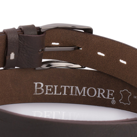 Pasek Męski Skórzany Premium Szeroki 4Cm Klasyczny Brązowy Beltimore Jeans E34 : Kolory - Brązowy, Beżowy, Rozmiar Pasków - R.85-100 Cm