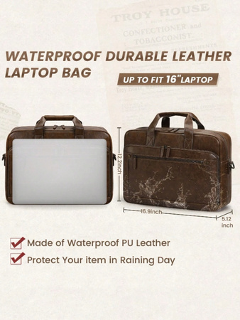 TORBA MĘSKA NA LAPTOPA 15,6" SKÓRZANA BRĄZOWA NA RAMIĘ DOKUMENTY EKO Z03