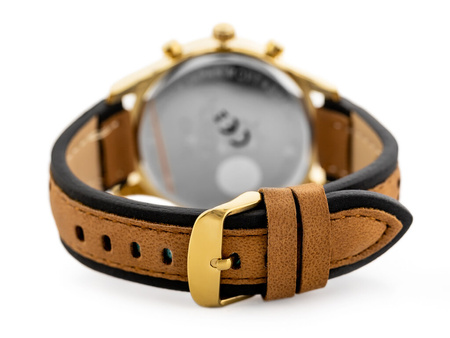 ZEGAREK MĘSKI PERFECT CH01L - CHRONOGRAF Czarno brązowy pasek skórzany + BOX