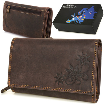 Portfel Skórzany Damski Brązowy Nubuk Duży Beltimore S73 : Kolory - Brązowy, Beżowy