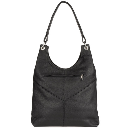 Czarna Damska Skórzana Torebka Worek Na Ramię Beltimore  970 : Kolory - Czarny