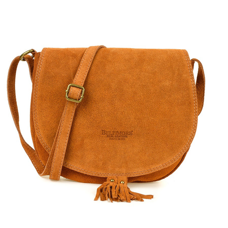 Camel Torebka Podkówka Listonoszka Damska Skóra Włoska Miękka B66 : Kolory - Brązowy, Beżowy