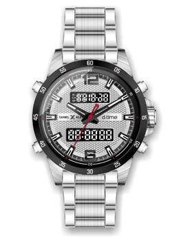 ZEGAREK MĘSKI DANIEL KLEIN D:TIME 12408-1 Srebrna bransoleta analogowo-cyfrowy + BOX