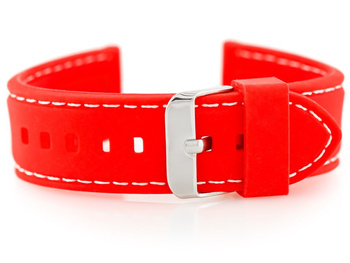 Pasek gumowy do zegarka U20 - czerwony 22mm