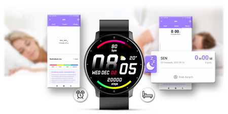 Smartwatch męski Czarny pasek gumowy sportowy Puls Kroki Gravity GT1-3 