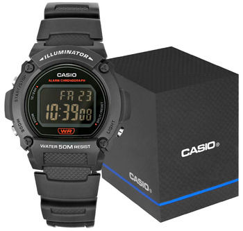 Zegarek Męski CASIO W-219H-8BVEF Cyfrowy Czarny pasek + BOX