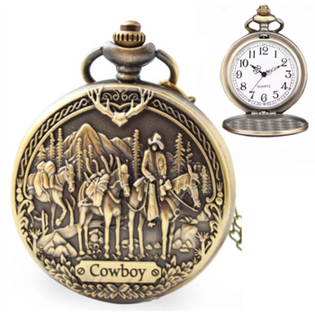 Męski zegarek kieszonkowy na łańcuszku Kowboj Vintage PREZENT DLA NIEGO