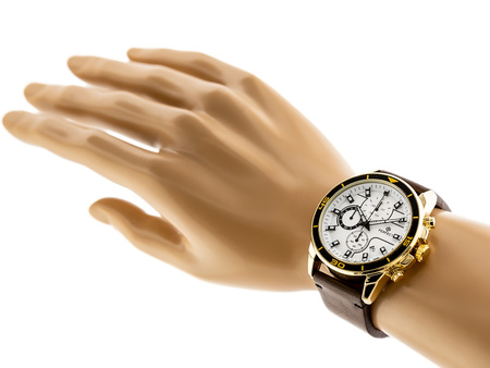 ZEGAREK MĘSKI PERFECT CH02L - CHRONOGRAF Brązowy pasek skórzany + BOX