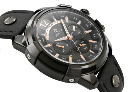 Zegarek Męski Perfect W290-1 Czarny pasek skórzany