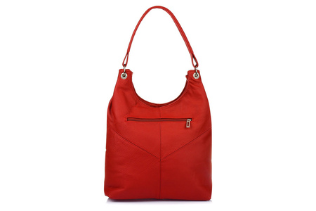 Torebka Skórzana Damska Duża Worek Pojemny Czerwony Beltimore  970 : Kolory - Czerwony