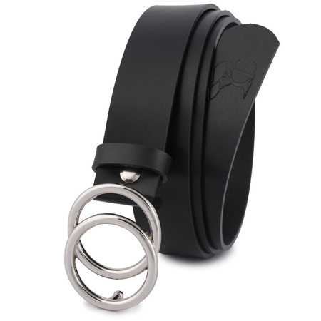 Skórzany Pasek Damski Do Spodni Sukienki Koła Klasyczny Czarny Beltimore B01 : Kolory - Czarny, Rozmiar Pasków - R.90-105 Cm